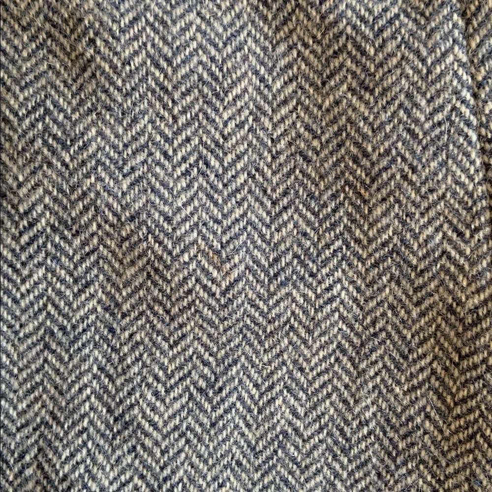 Women's Gray Herringbone Blazer with Navy Collar - Picture 13 of 13